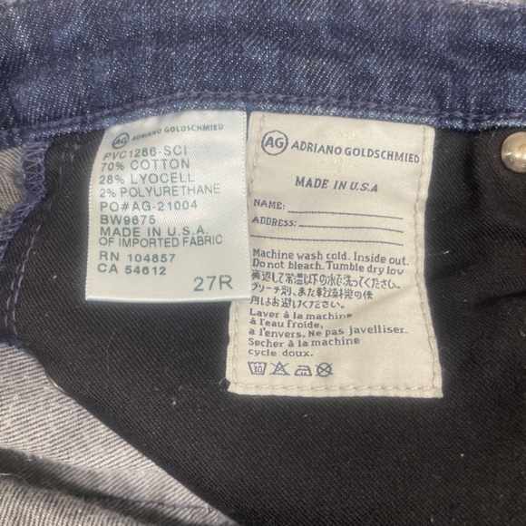 AG Adriano Goldschmied 27 The Stevie Slim Straight Navy jeans Pockets Hem Marks - Picture 6 of 10